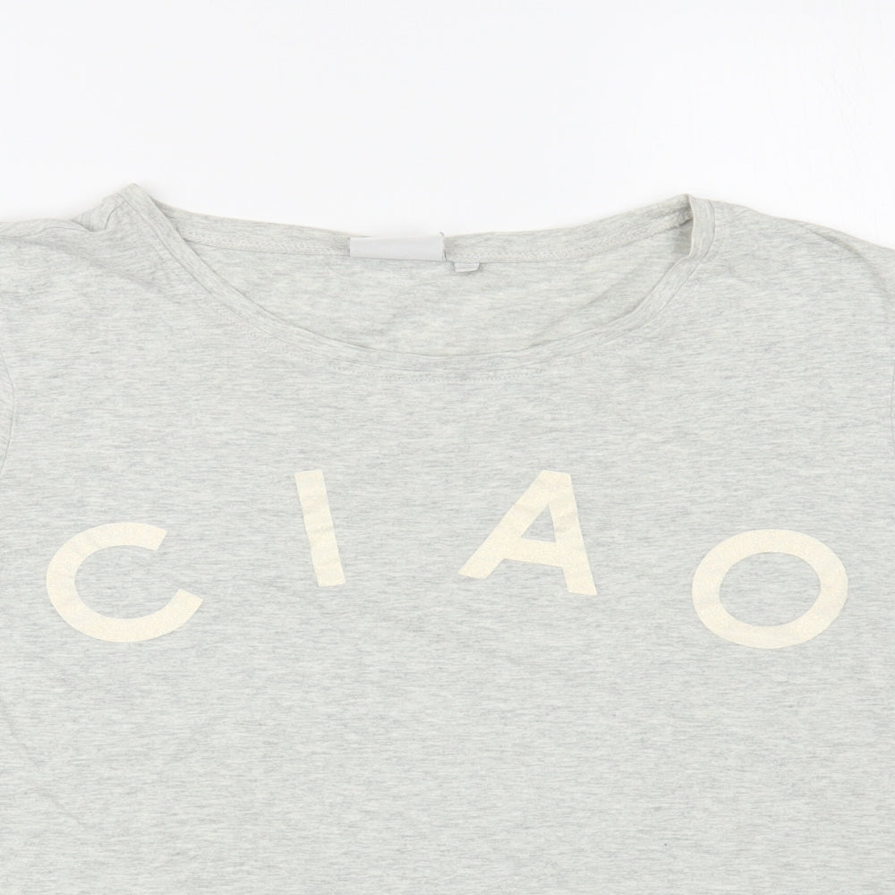 NEXT Womens Grey Cotton Basic T-Shirt Size 12 Round Neck - Ciao