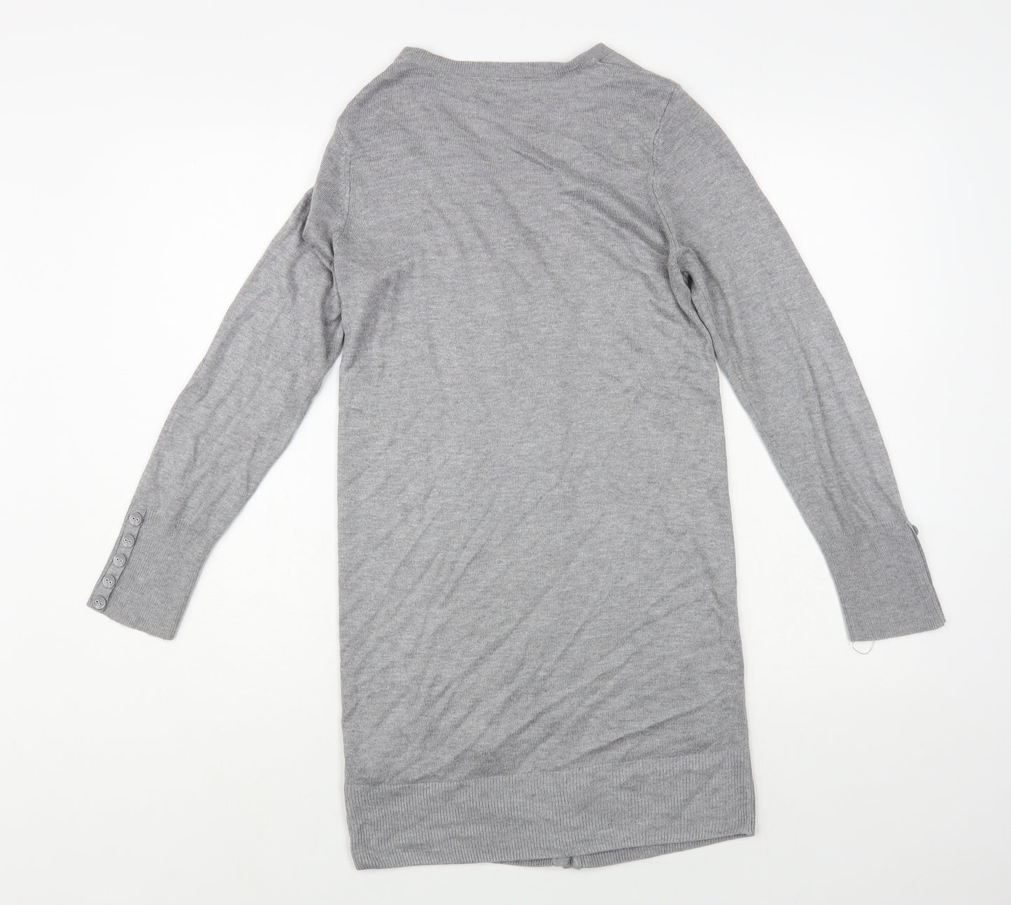 Marks and Spencer Womens Grey V-Neck Acrylic Cardigan Jumper Size 10
