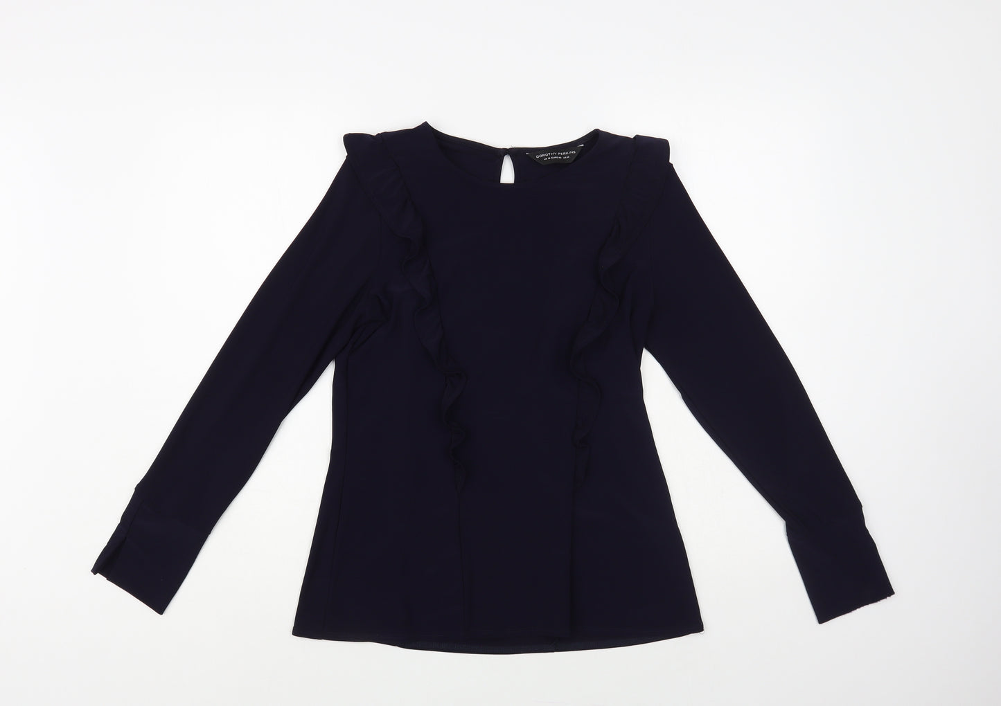 Dorothy Perkins Womens Blue Polyester Basic Blouse Size 14 Round Neck