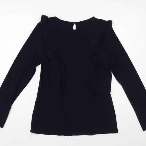 Dorothy Perkins Womens Blue Polyester Basic Blouse Size 14 Round Neck