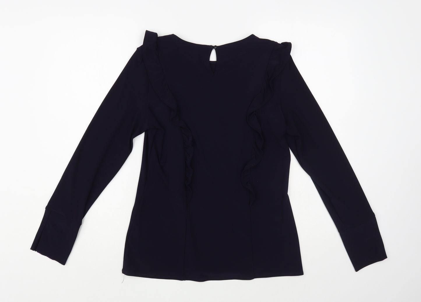 Dorothy Perkins Womens Blue Polyester Basic Blouse Size 14 Round Neck
