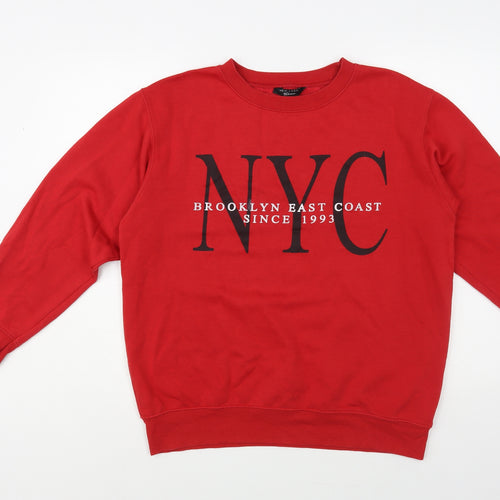 New Look Girls Red Cotton Pullover Sweatshirt Size 14-15 Years Pullover - NYC
