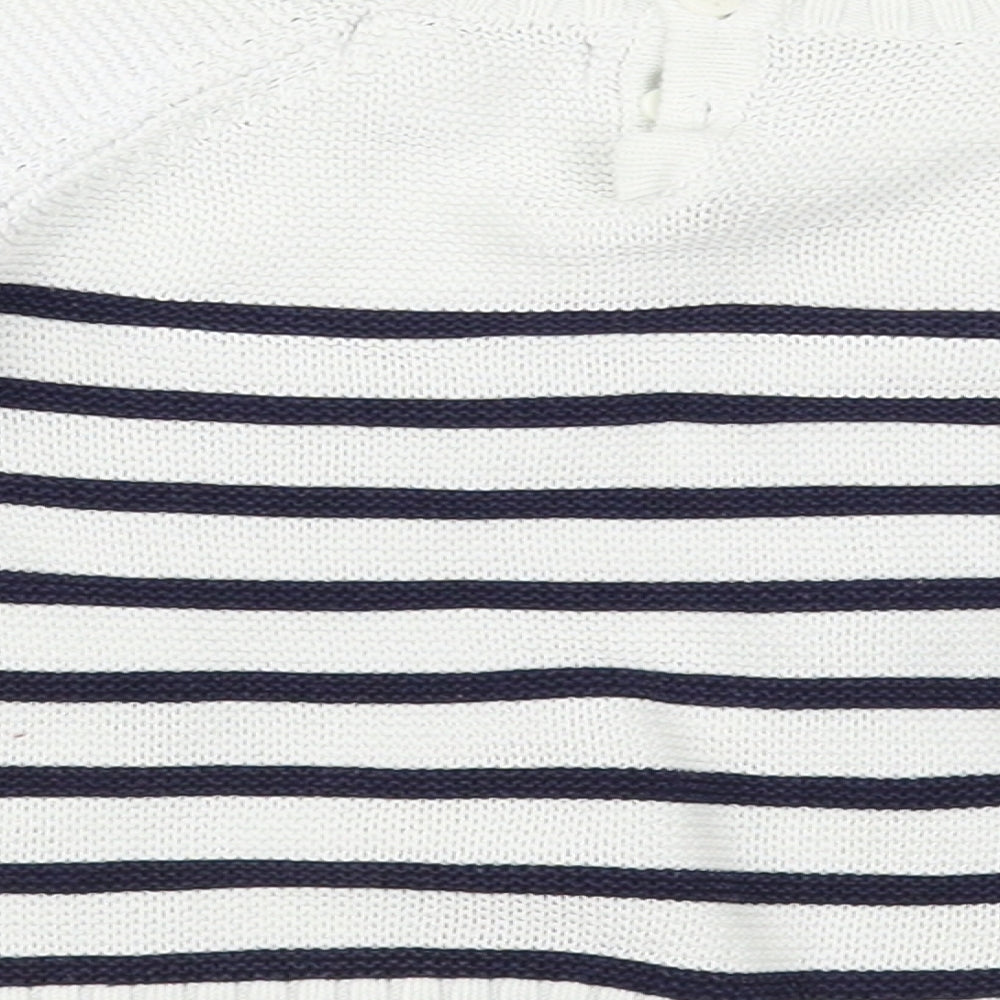 Primark Baby White Striped Cotton Pullover Jumper Size 12-18 Months Button - Rainbow