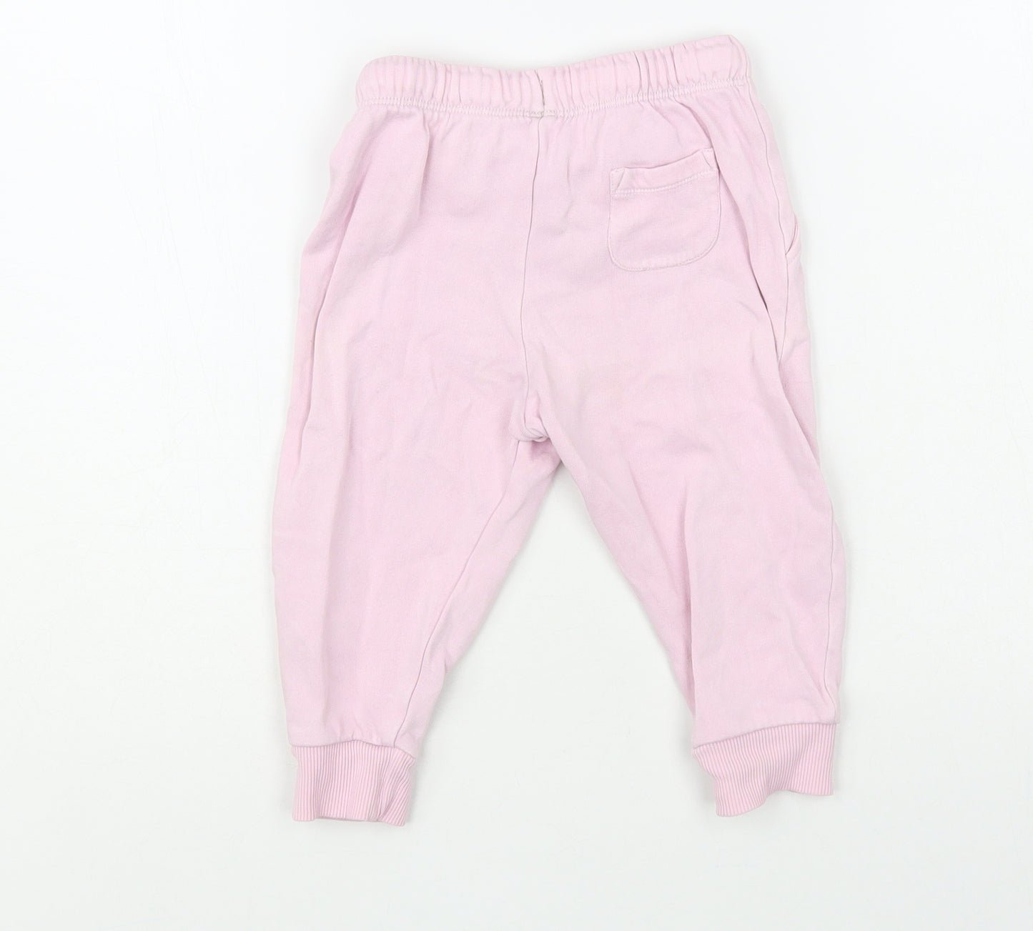 Marks and Spencer Baby Pink Cotton Jogger Trousers Size 12-18 Months Drawstring