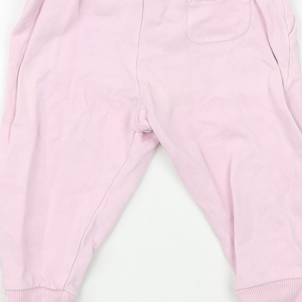 Marks and Spencer Baby Pink Cotton Jogger Trousers Size 12-18 Months Drawstring