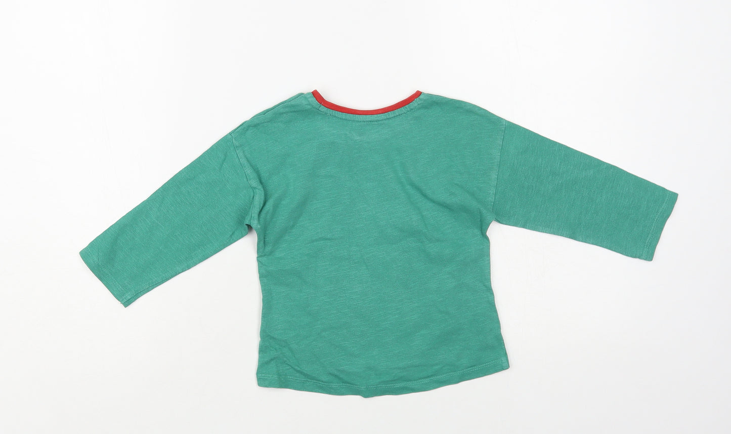 Mini Club Baby Green Cotton Pullover T-Shirt Size 12-18 Months Crew Neck Snap - Zebra