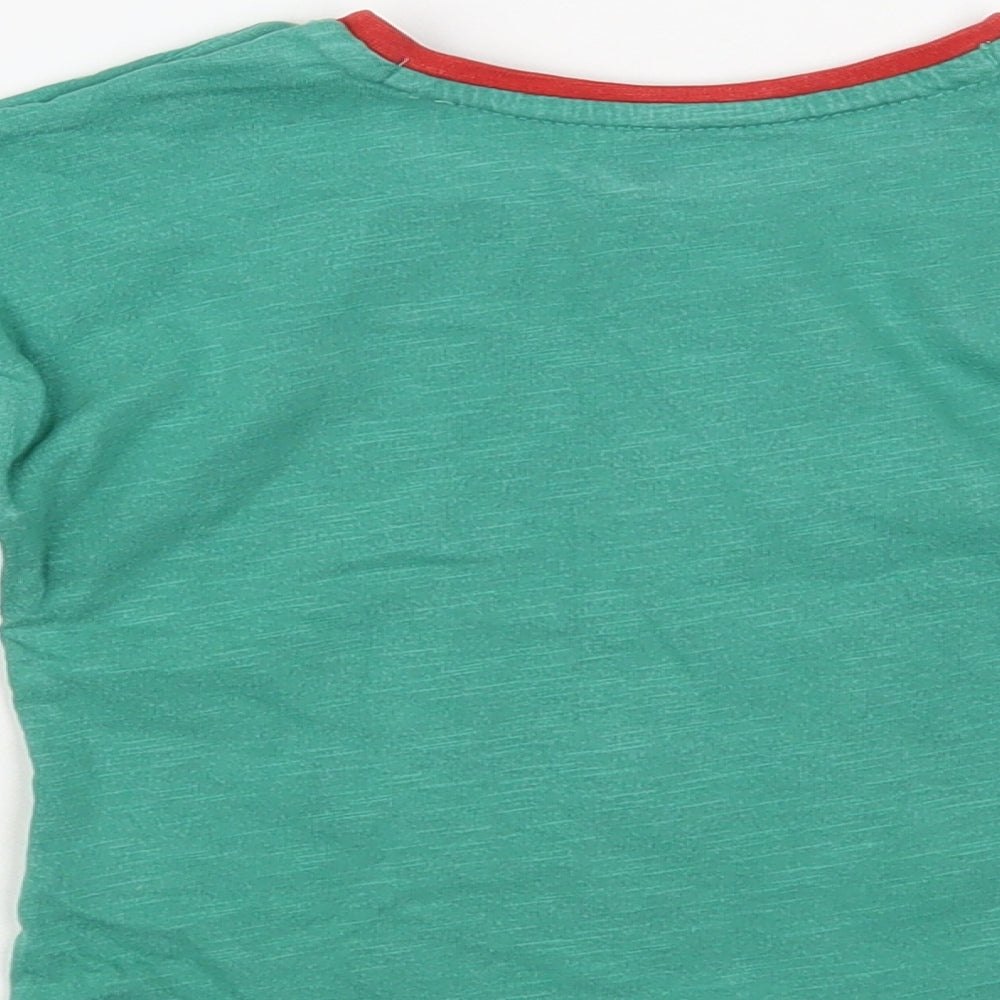 Mini Club Baby Green Cotton Pullover T-Shirt Size 12-18 Months Crew Neck Snap - Zebra