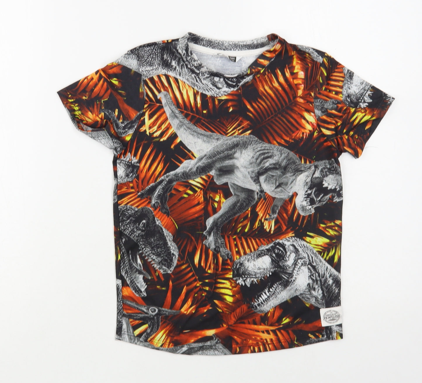 PEP & Co Boys Multicoloured Geometric Polyester Pullover T-Shirt Size 6-7 Years Crew Neck Pullover - T-Rex