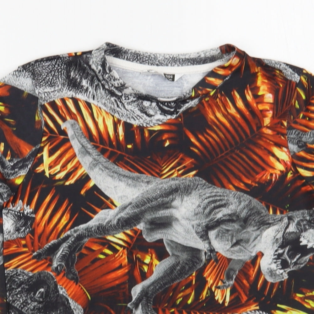 PEP & Co Boys Multicoloured Geometric Polyester Pullover T-Shirt Size 6-7 Years Crew Neck Pullover - T-Rex