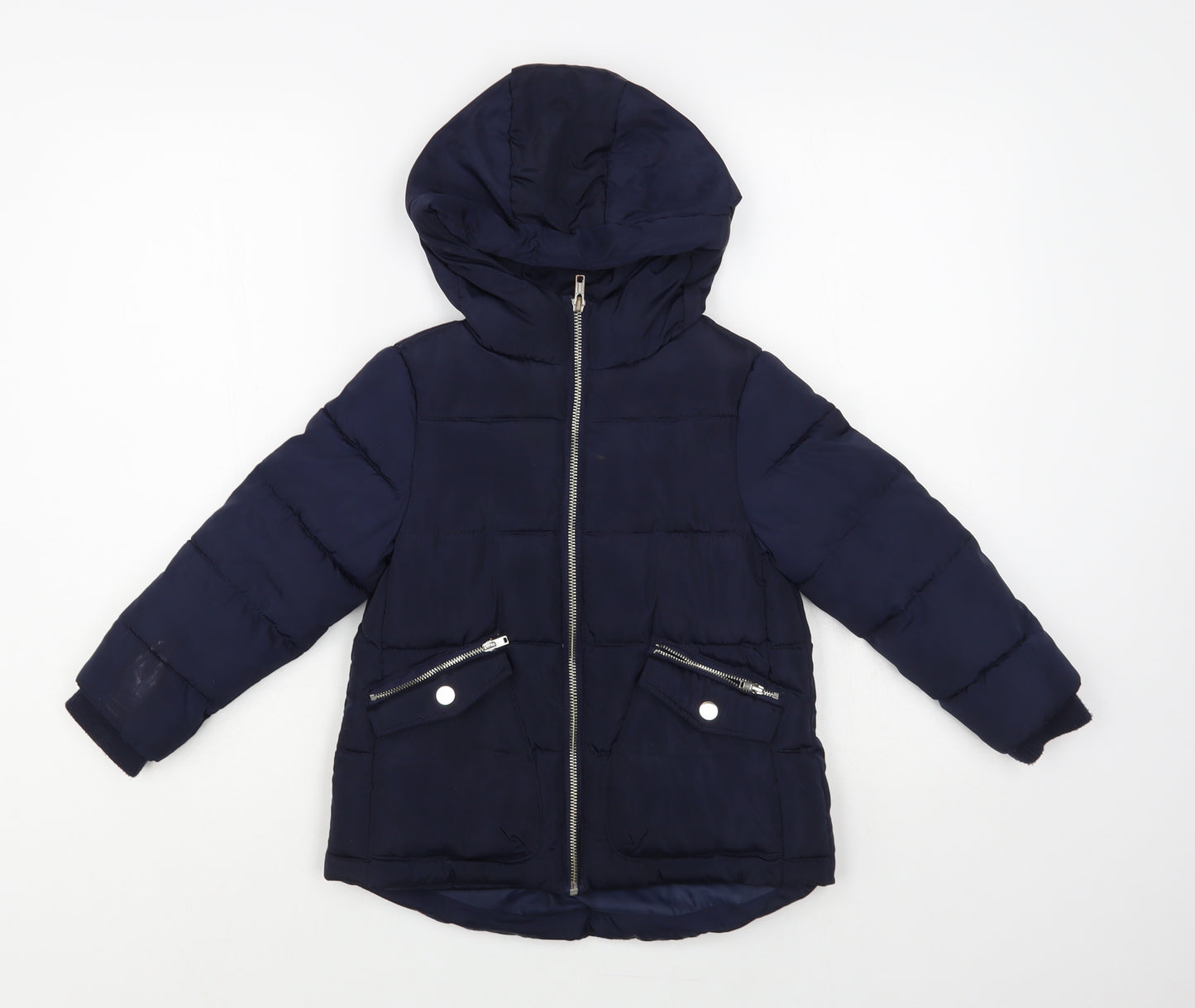 Matalan Girls Blue Puffer Jacket Jacket Size 5 Years Zip
