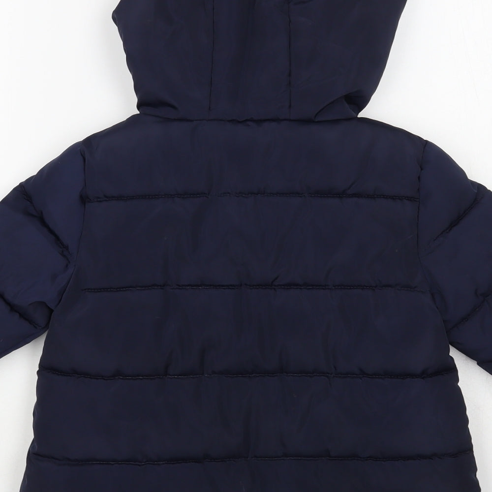 Matalan Girls Blue Puffer Jacket Jacket Size 5 Years Zip