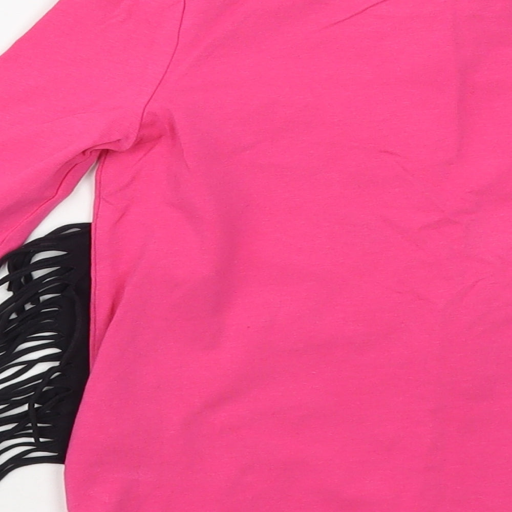 Blue Zoo Girls Pink Cotton Pullover T-Shirt Size 4-5 Years Crew Neck Pullover - Zebra