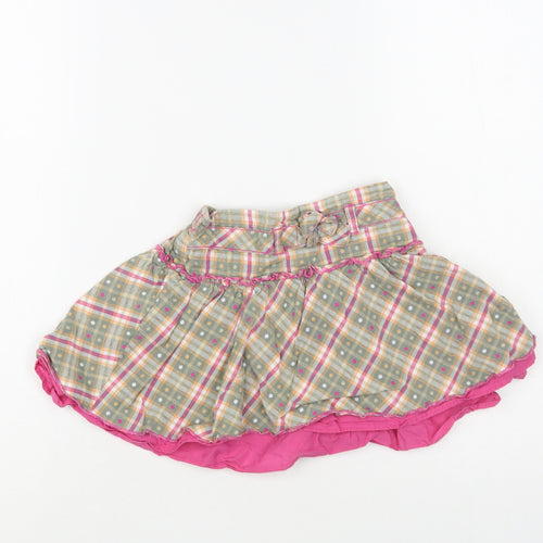 NEXT Girls Green Plaid Cotton Skater Skirt Size 2-3 Years Regular Pull On