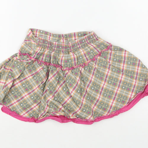 NEXT Girls Green Plaid Cotton Skater Skirt Size 2-3 Years Regular Pull On