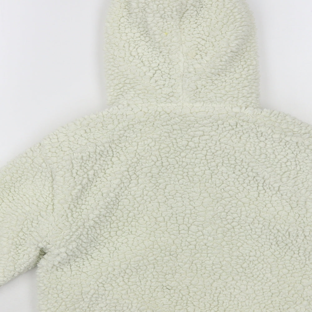 Zara Girls White Jacket Size 7 Years Zip - Fleece