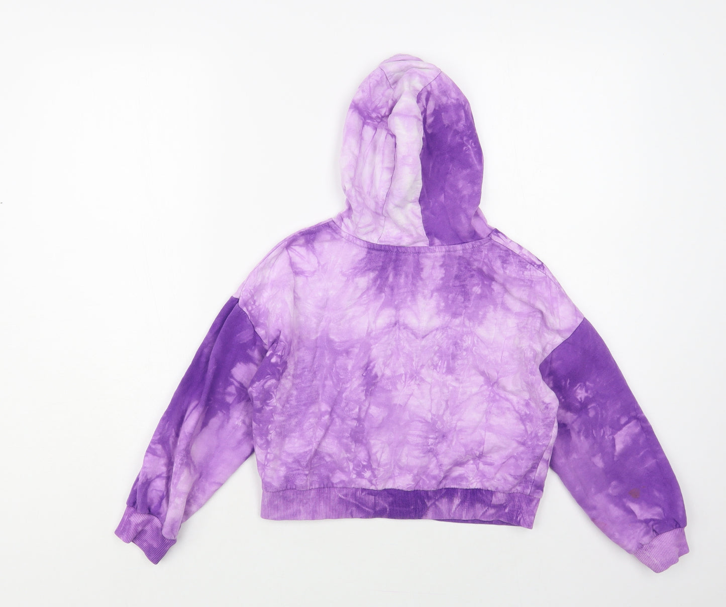 Dunnes Stores Girls Purple Geometric Cotton Pullover Hoodie Size 9-10 Years Pullover - Tie-Dye