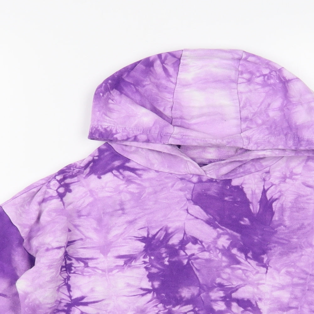 Dunnes Stores Girls Purple Geometric Cotton Pullover Hoodie Size 9-10 Years Pullover - Tie-Dye
