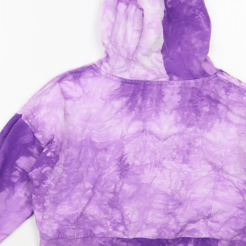 Dunnes Stores Girls Purple Geometric Cotton Pullover Hoodie Size 9-10 Years Pullover - Tie-Dye