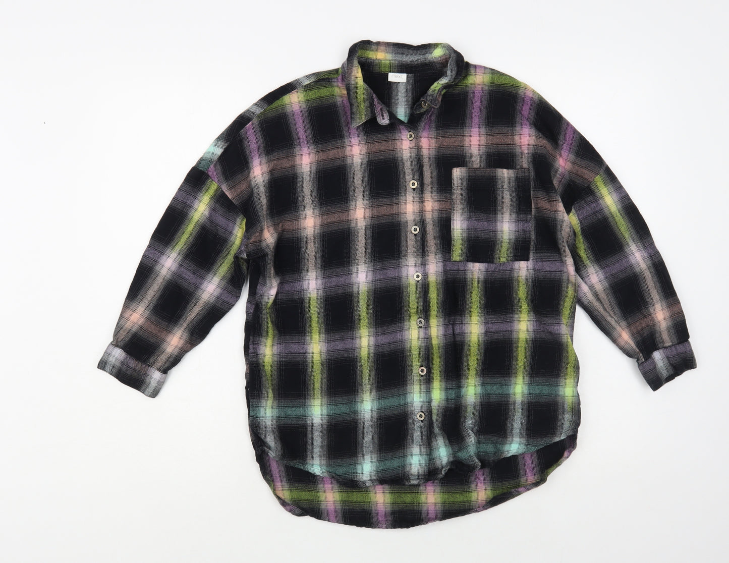 NEXT Girls Multicoloured Plaid Cotton Basic Button-Up Size 9 Years Collared Button
