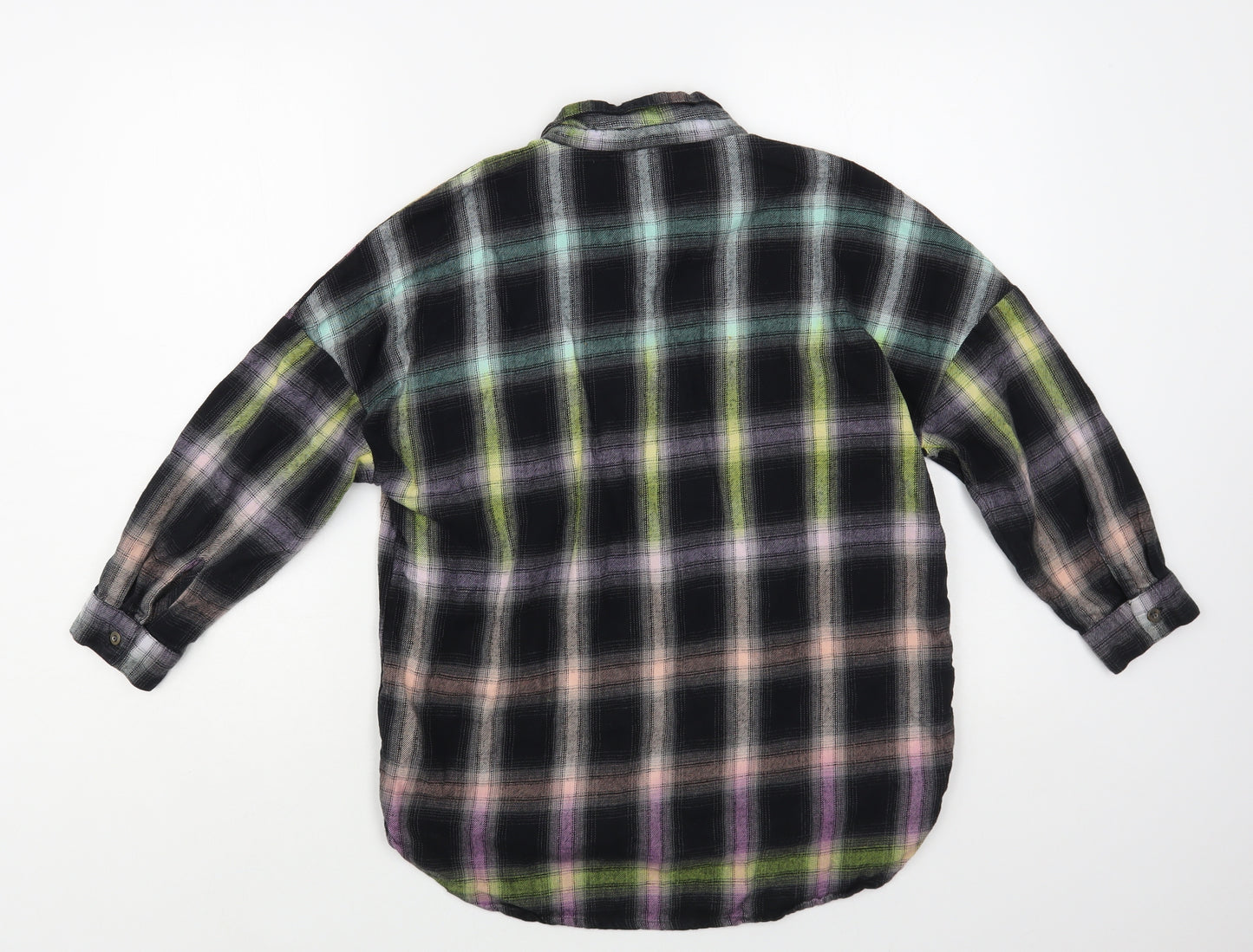 NEXT Girls Multicoloured Plaid Cotton Basic Button-Up Size 9 Years Collared Button