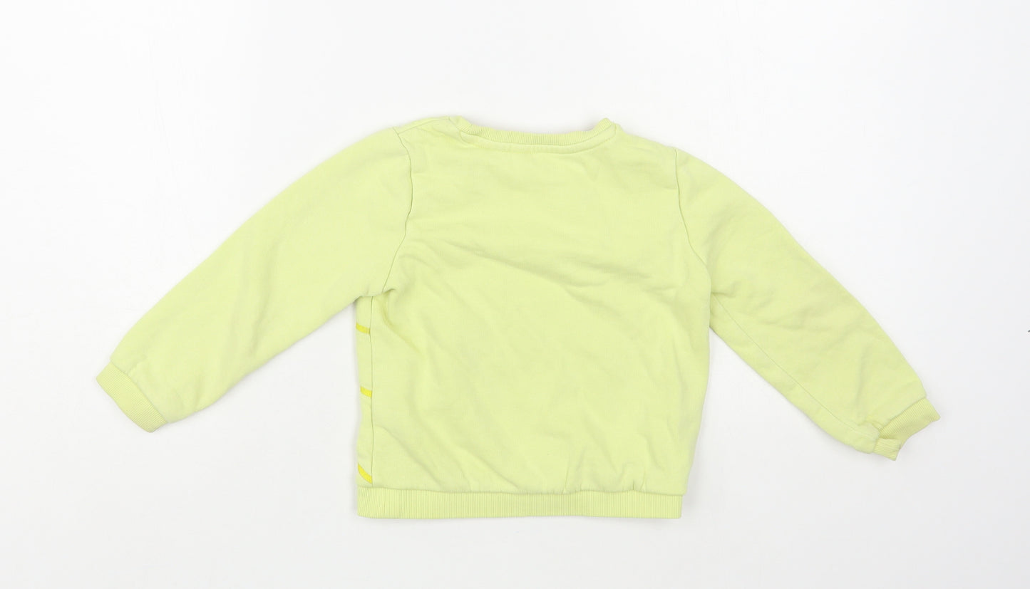 Marks and Spencer Girls Yellow Cotton Pullover Sweatshirt Size 3-4 Years Pullover - Sunshine