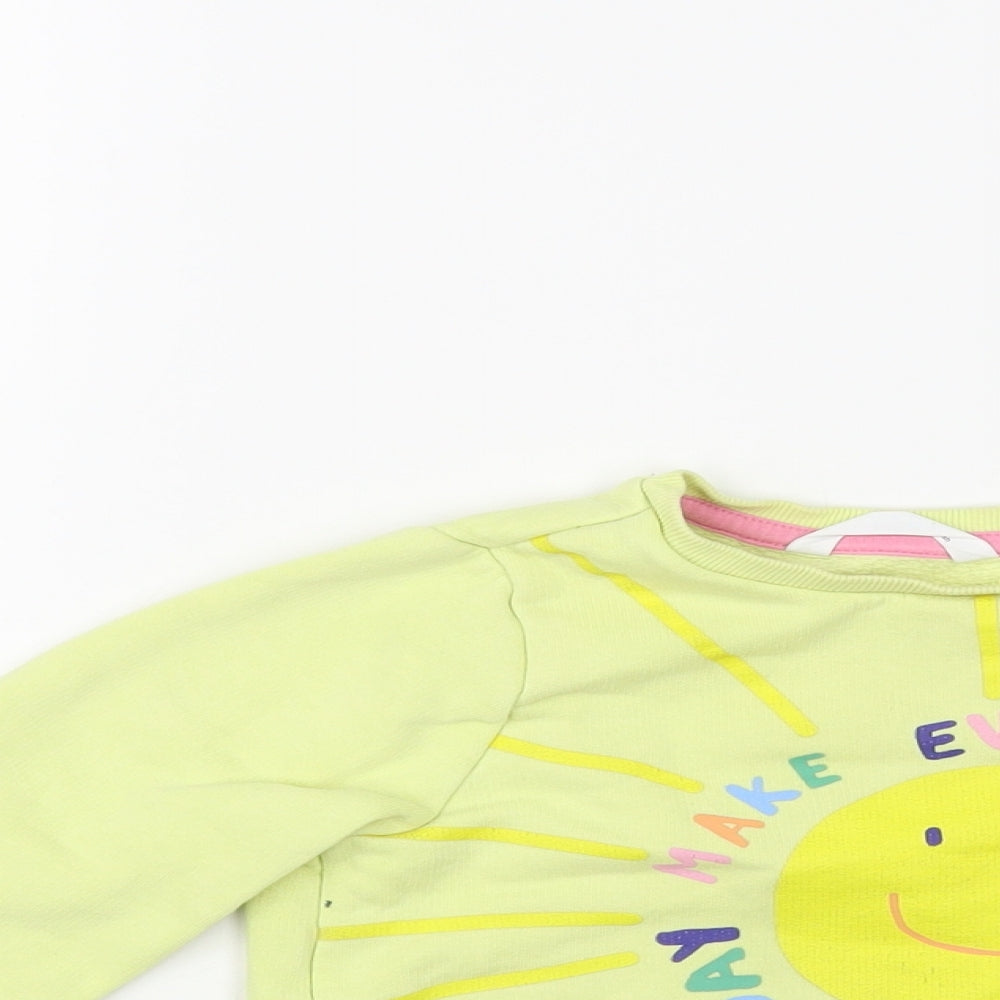 Marks and Spencer Girls Yellow Cotton Pullover Sweatshirt Size 3-4 Years Pullover - Sunshine