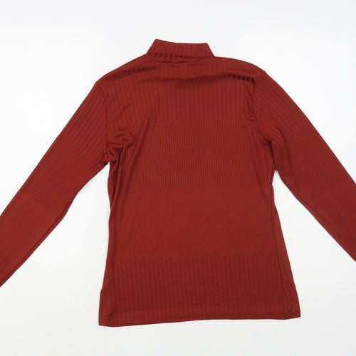 F&F Womens Brown Polyester Basic Blouse Size 14 Mock Neck