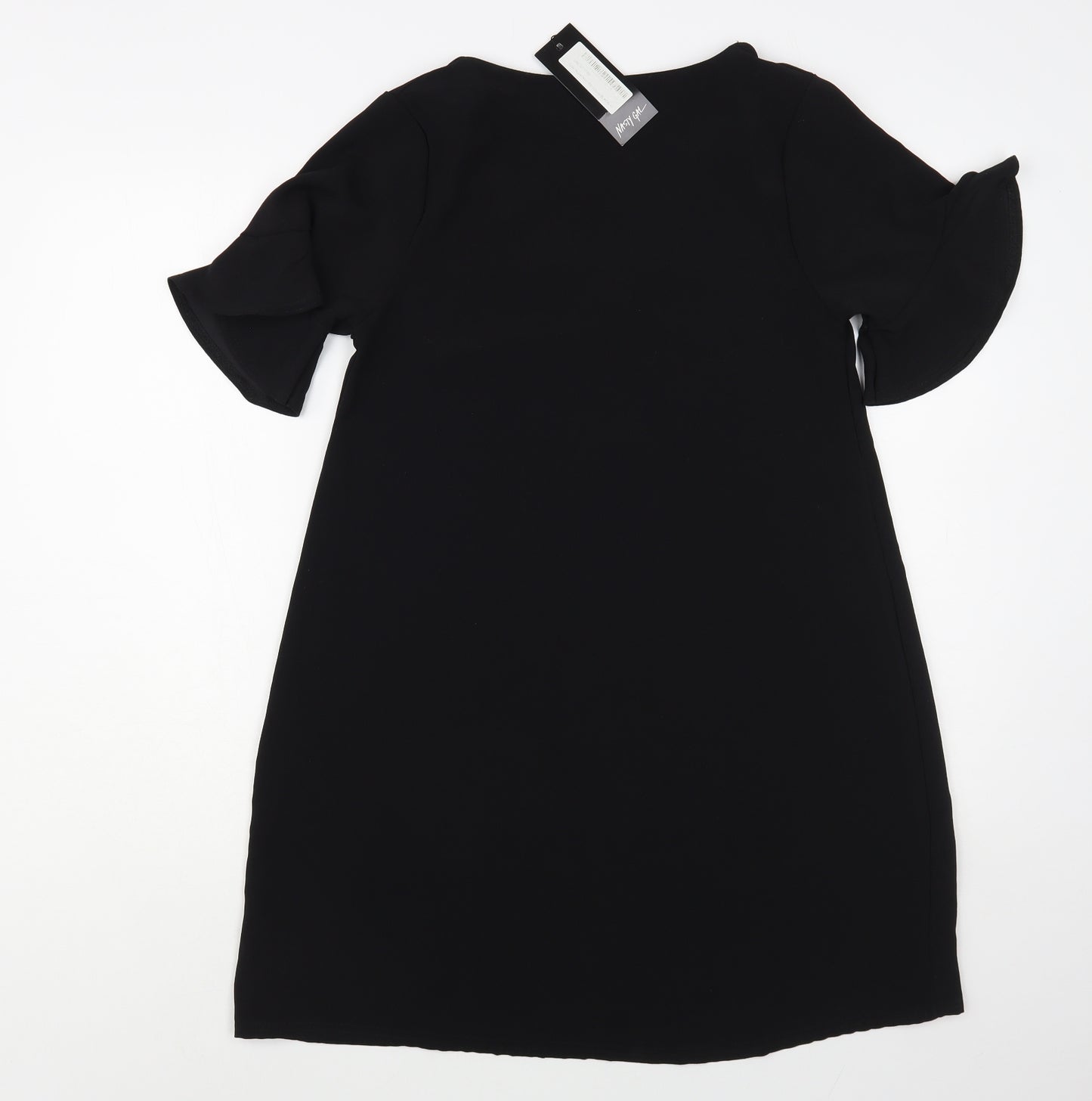 Nasty Gal Womens Black Polyester A-Line Size 10 V-Neck Button