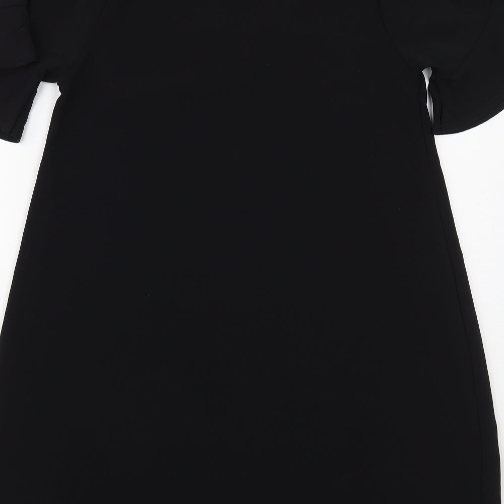 Nasty Gal Womens Black Polyester A-Line Size 10 V-Neck Button