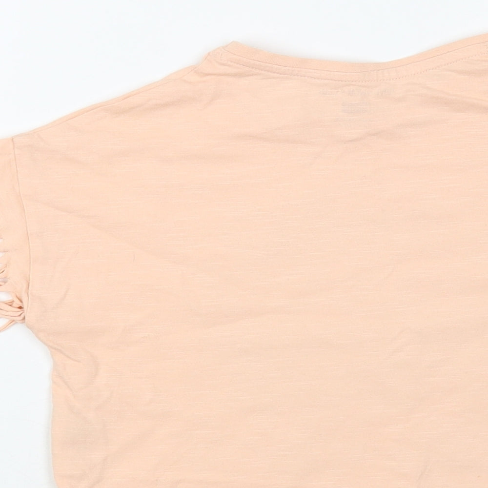 F&F Girls Pink Cotton Pullover T-Shirt Size 6-7 Years Crew Neck Pullover - Miami Beach