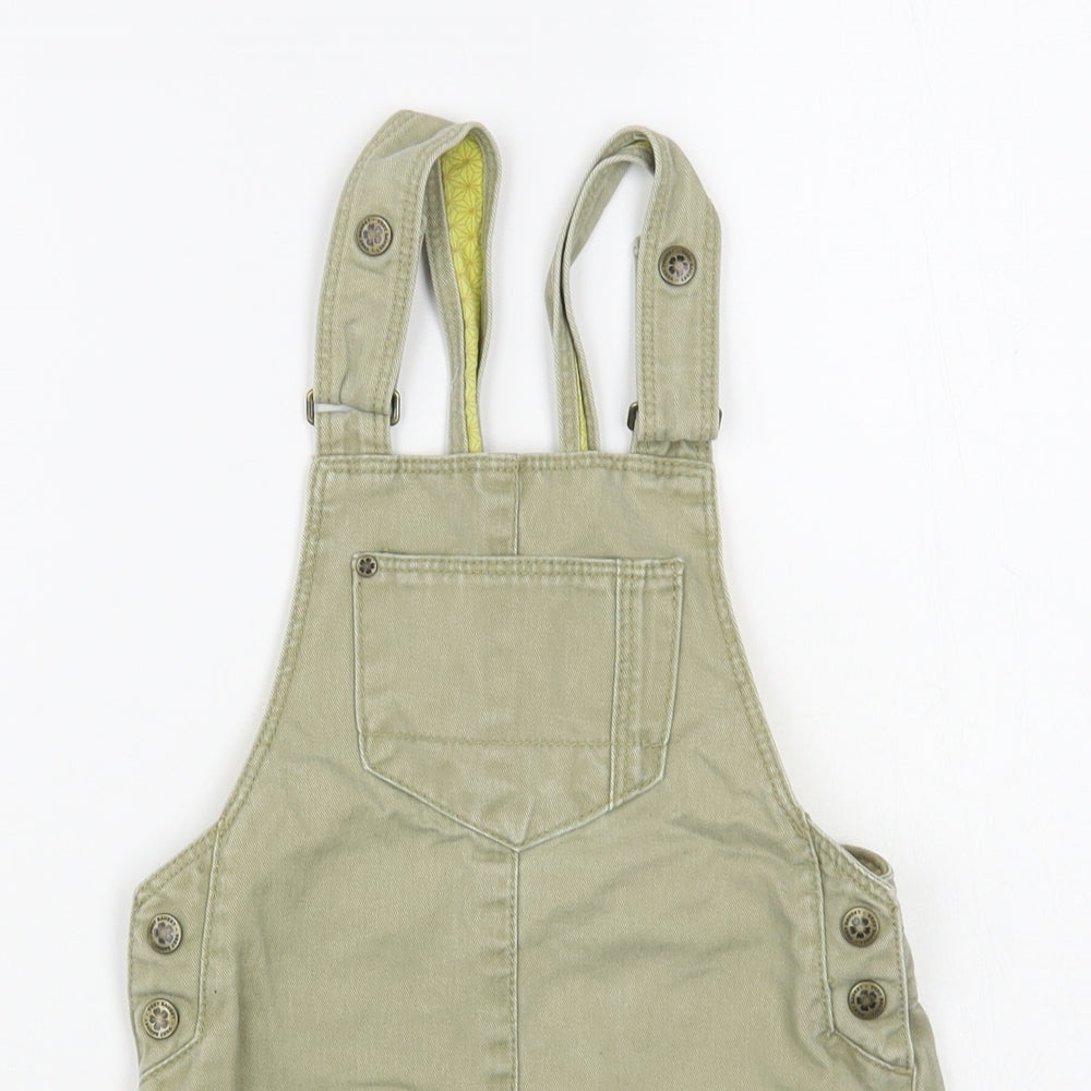 Vertbaudet Girls Green Cotton Pinafore/Dungaree Dress Size 6 Years Square Neck Snap