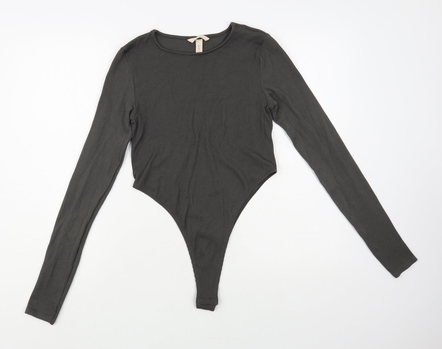 H&M Womens Grey Nylon Bodysuit One-Piece Size M Snap