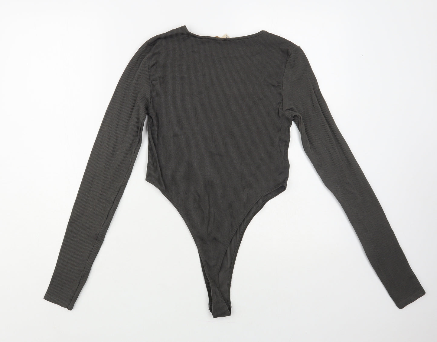 H&M Womens Grey Nylon Bodysuit One-Piece Size M Snap