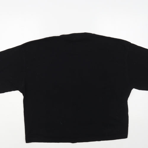 Topshop Womens Black Cotton Basic T-Shirt Size M Crew Neck - Sleepy Head