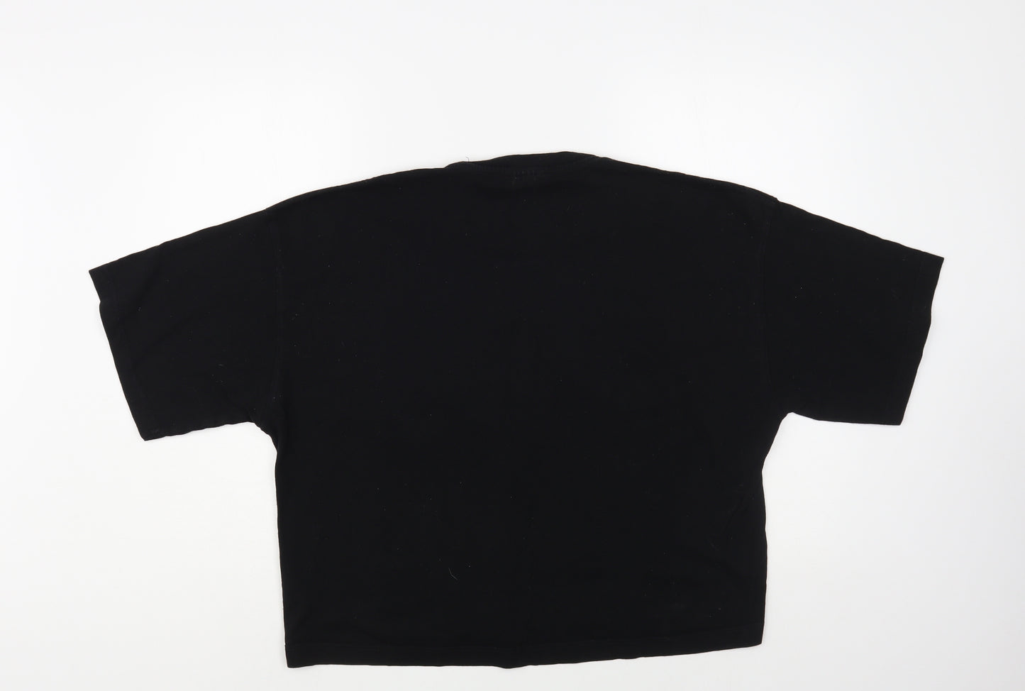 Topshop Womens Black Cotton Basic T-Shirt Size M Crew Neck - Sleepy Head