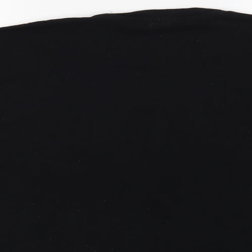 Topshop Womens Black Cotton Basic T-Shirt Size M Crew Neck - Sleepy Head