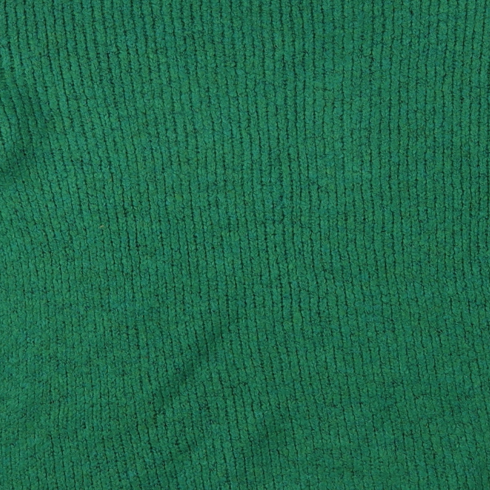 Stradivarius Womens Green Round Neck Acrylic Pullover Jumper Size S