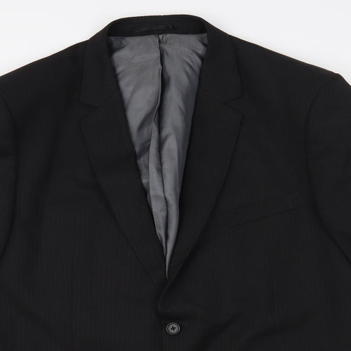 F&F Mens Black Striped Polyester Jacket Blazer Size 44