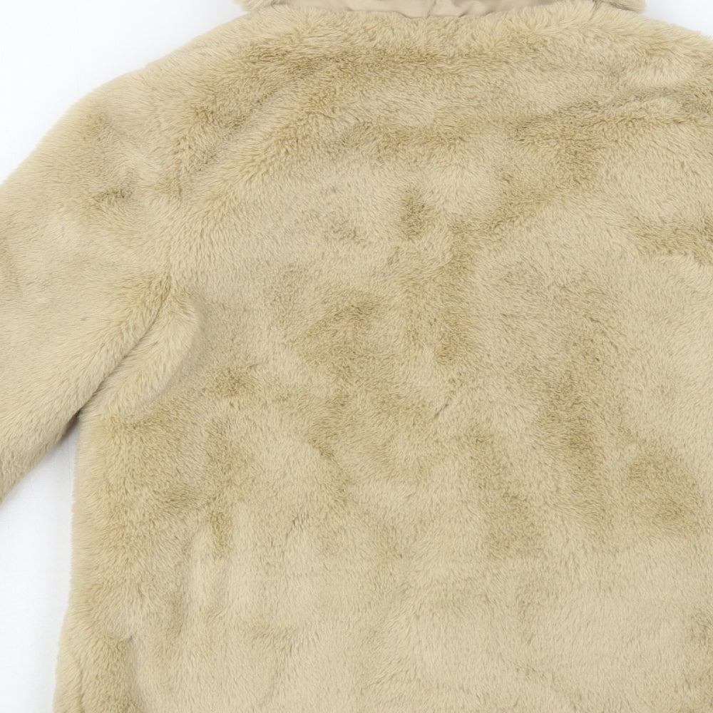 F&F Girls Beige Pea Coat Coat Size 6-7 Years Button - Faux Fur
