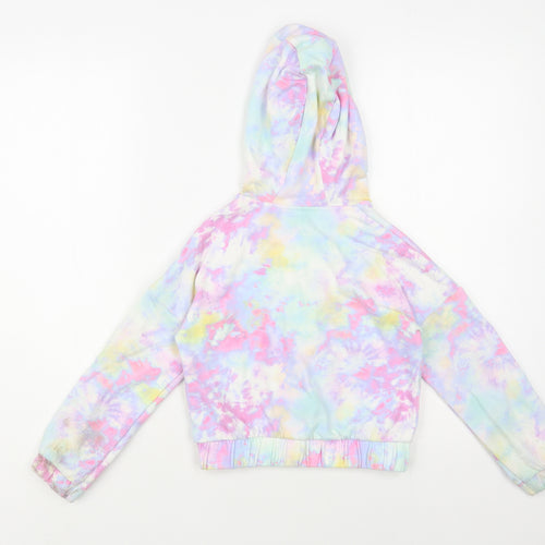 F&F Girls Multicoloured Geometric Cotton Full Zip Hoodie Size 6-7 Years Zip - Tie Dye