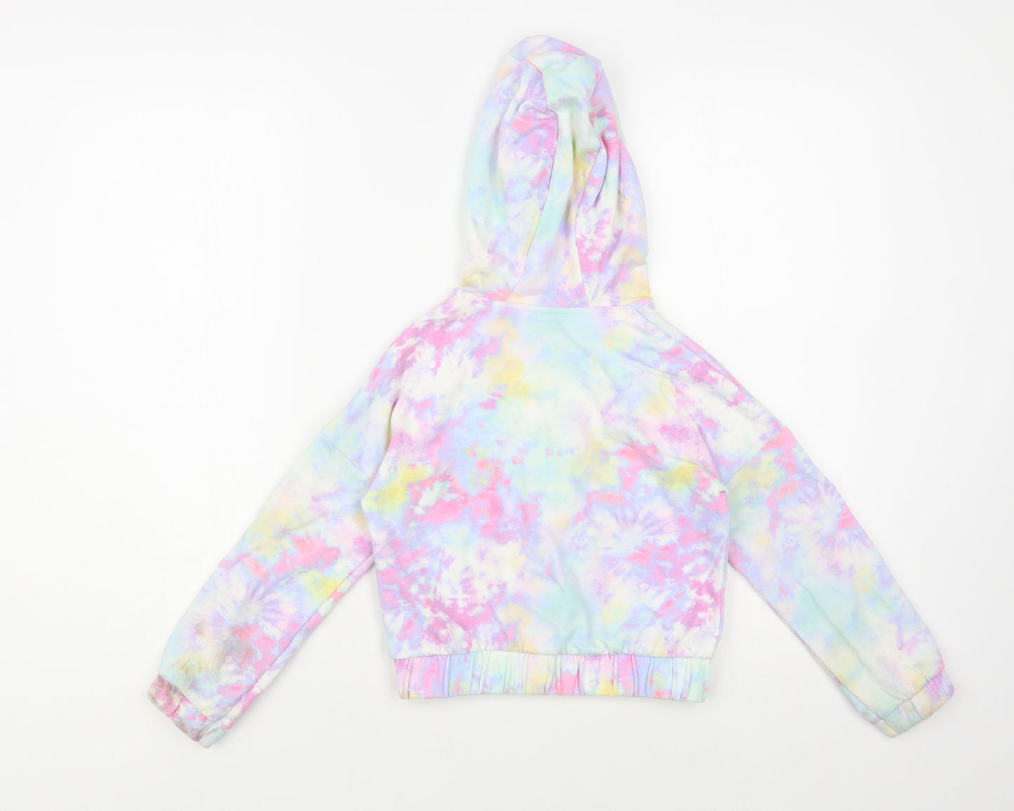 F&F Girls Multicoloured Geometric Cotton Full Zip Hoodie Size 6-7 Years Zip - Tie Dye