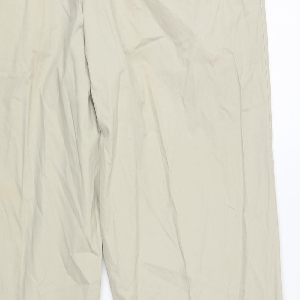 Marks and Spencer Mens Beige Cotton Chino Trousers Size 38 in L31 in Regular Button