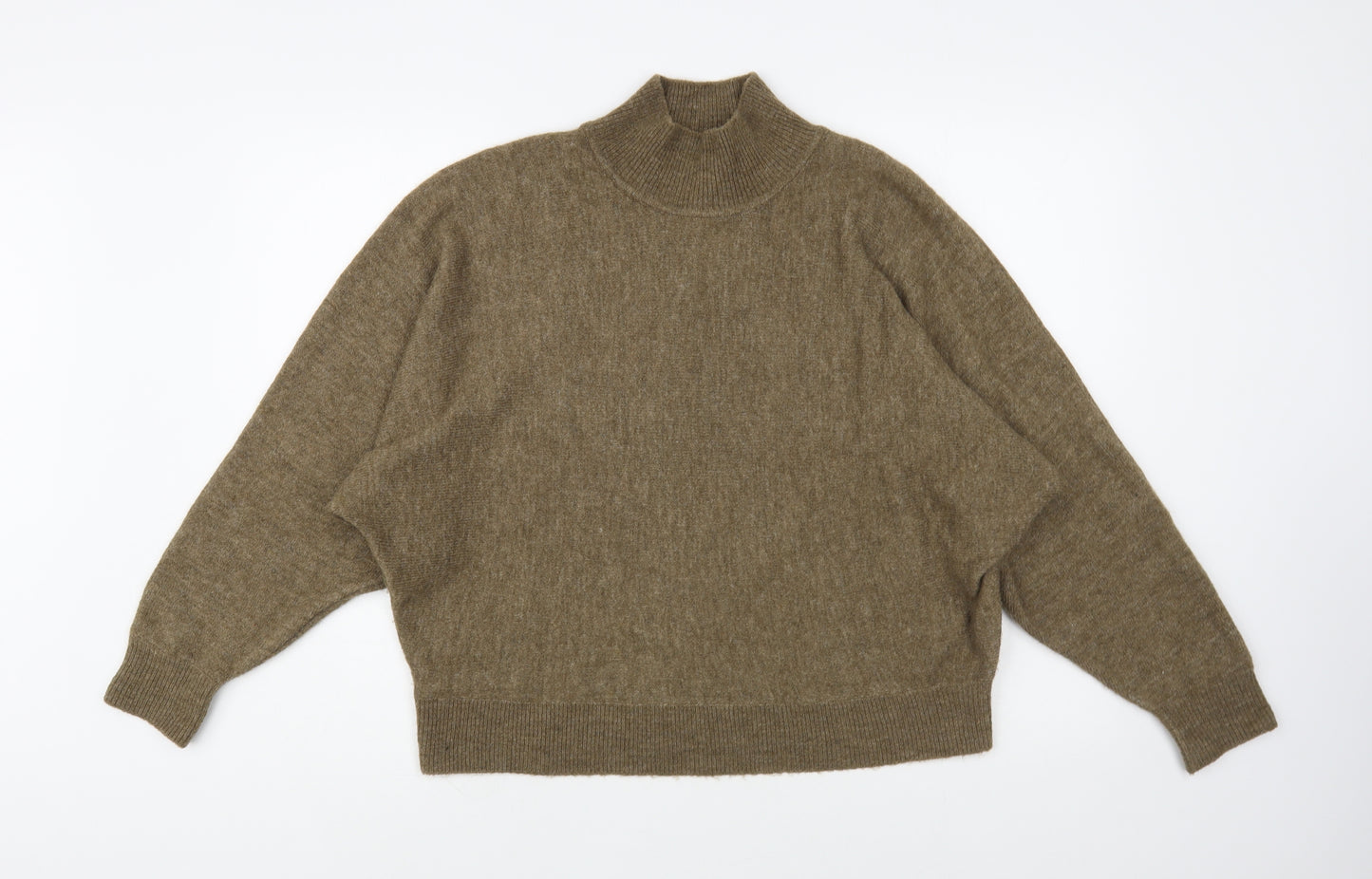 H&M Womens Brown High Neck Acrylic Pullover Jumper Size M
