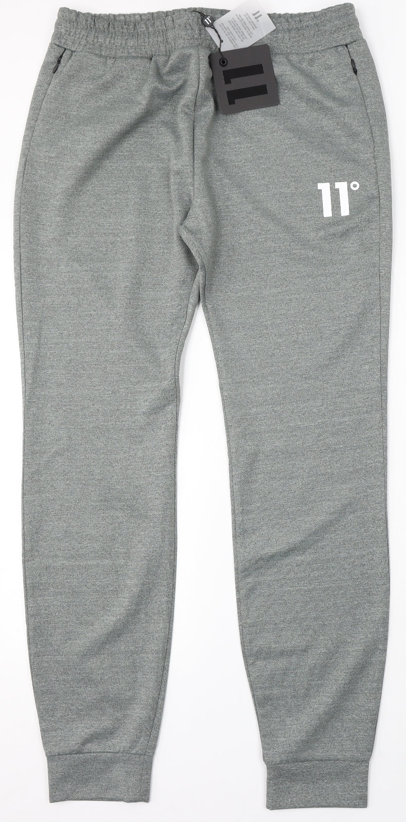 11 degrees Mens Grey Polyester Jogger Trousers Size L L30 in Regular