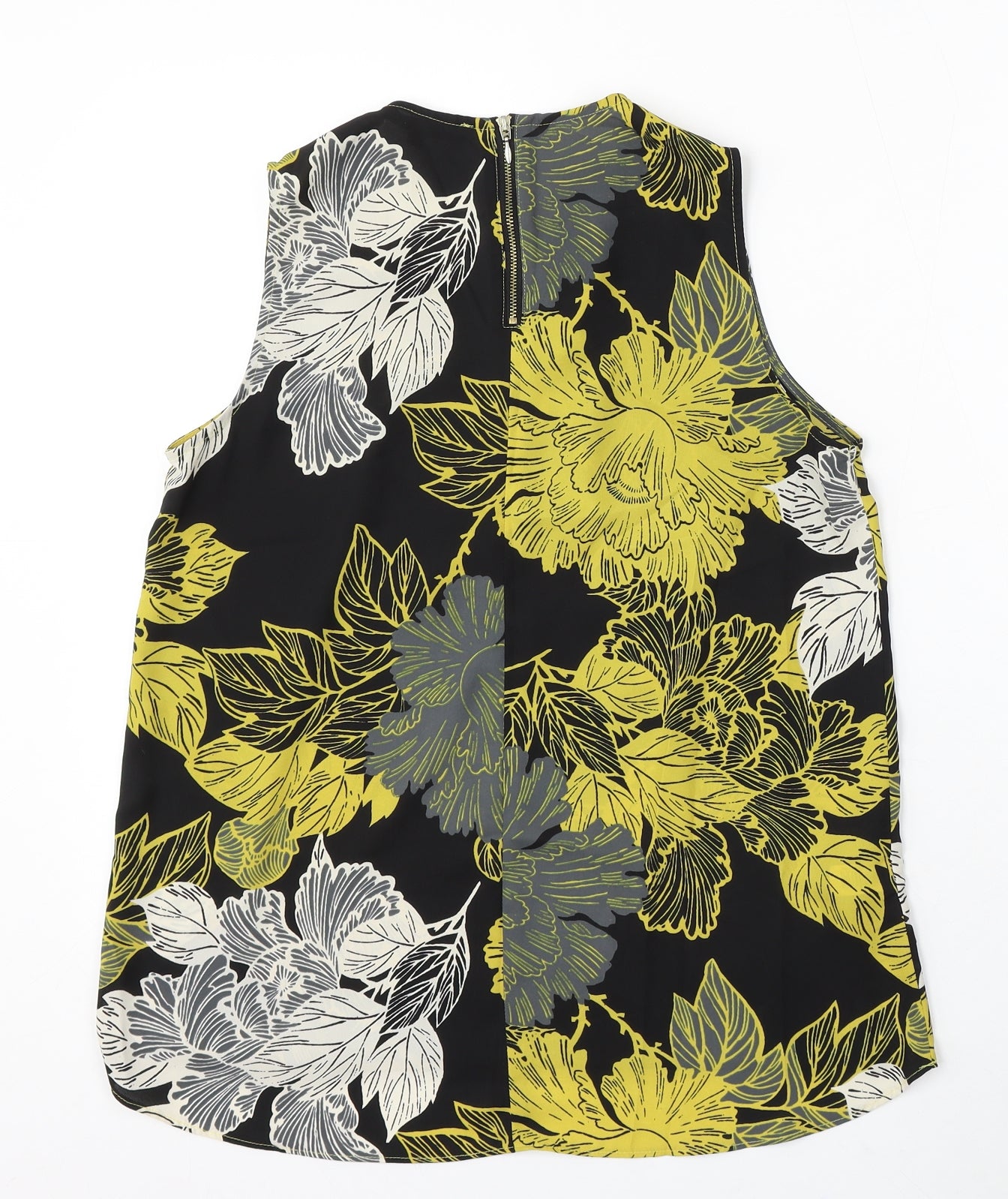 NEXT Womens Black Floral Polyester Basic Blouse Size 10 V-Neck