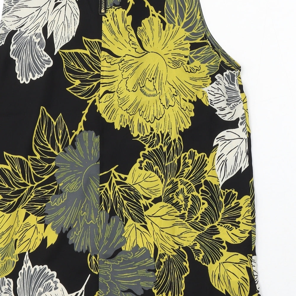 NEXT Womens Black Floral Polyester Basic Blouse Size 10 V-Neck