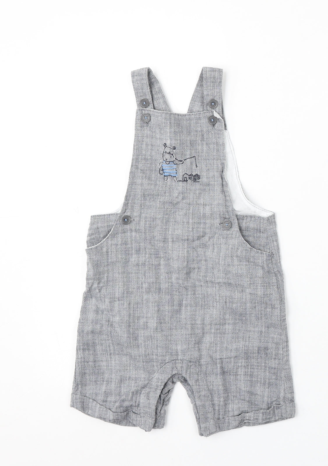 Marks and Spencer Boys Blue Cotton Dungaree Outfit/Set Size 18-24 Months Snap - Hippo