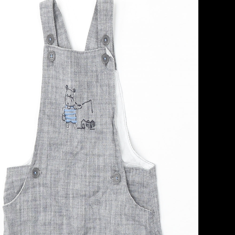 Marks and Spencer Boys Blue Cotton Dungaree Outfit/Set Size 18-24 Months Snap - Hippo