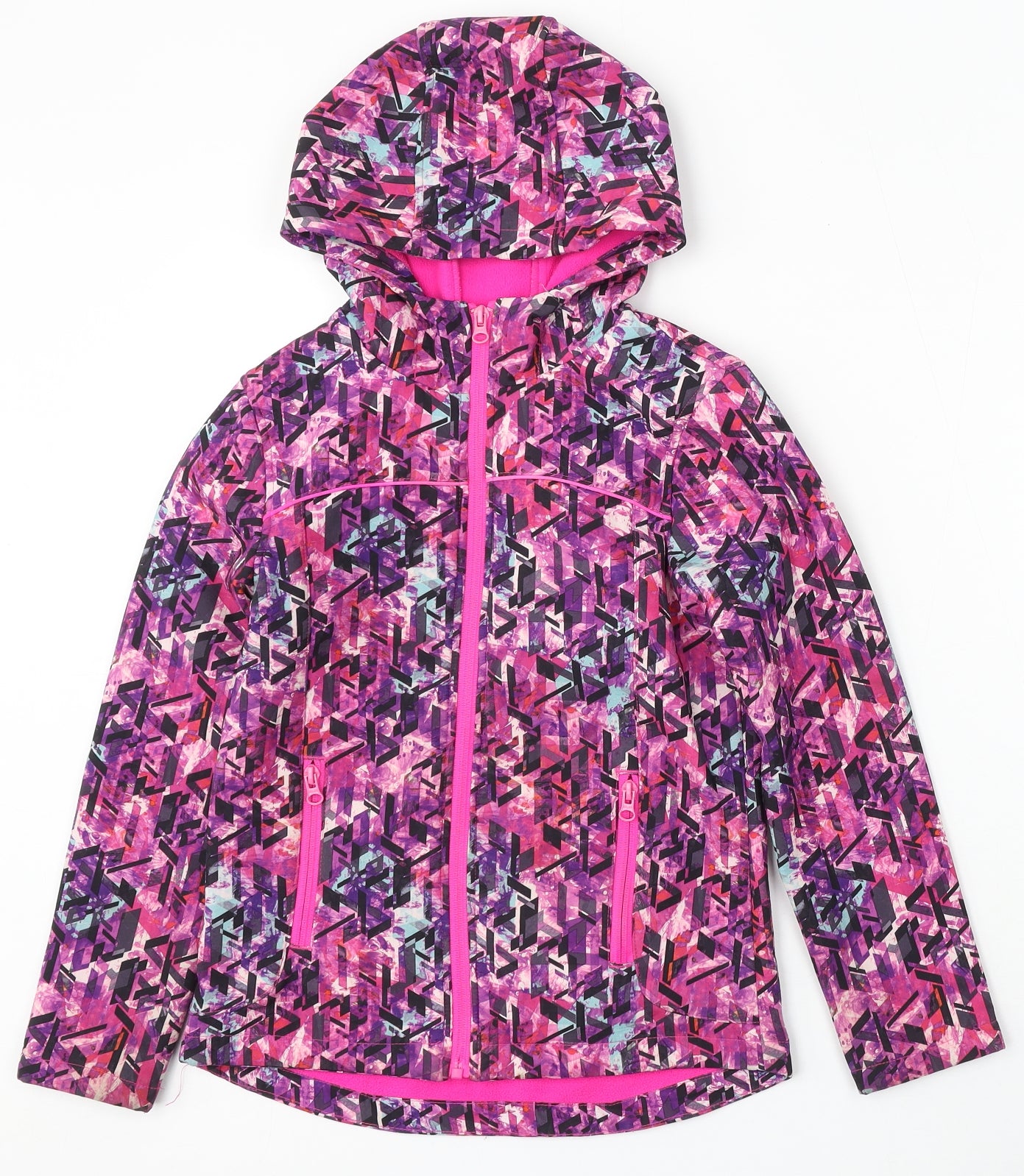 TU Girls Pink Geometric Jacket Size 9-10 Years Zip