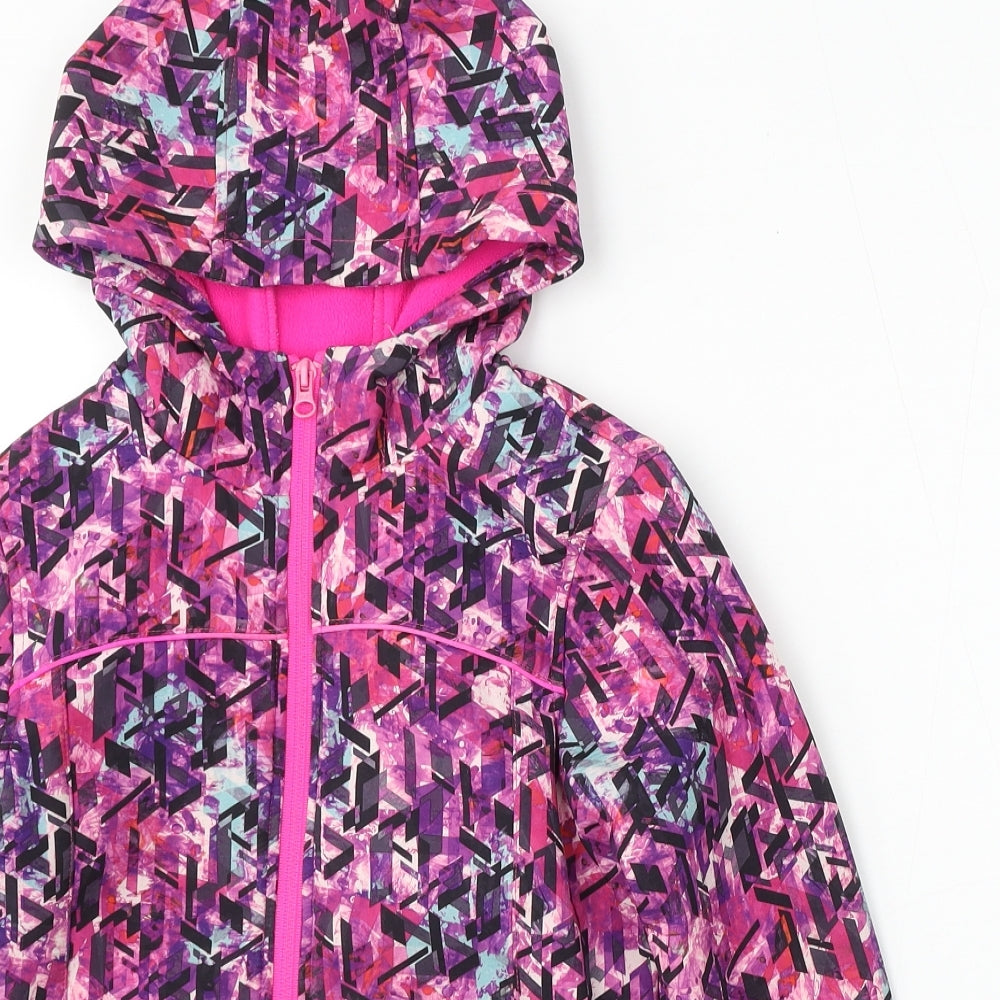 TU Girls Pink Geometric Jacket Size 9-10 Years Zip
